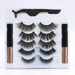 Magnetic False Eyelashes Kit with Eyeliner Pen and Tweezers