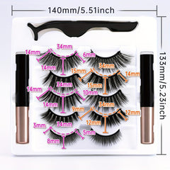 Magnetic False Eyelashes Kit with Eyeliner Pen and Tweezers