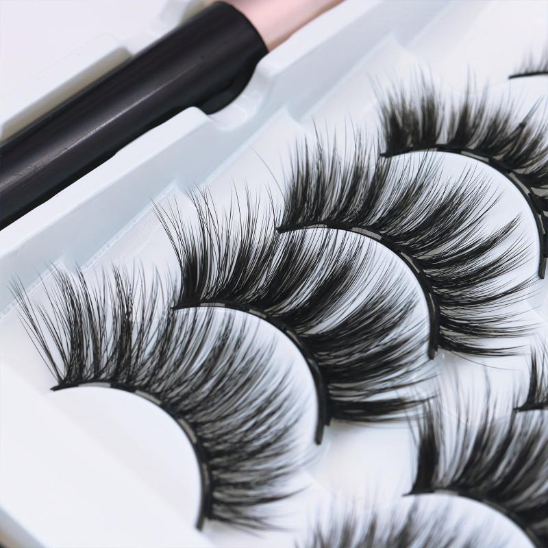 Magnetic False Eyelashes Kit with Eyeliner Pen and Tweezers