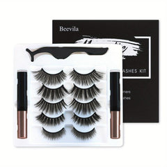 Magnetic False Eyelashes Kit with Eyeliner Pen and Tweezers