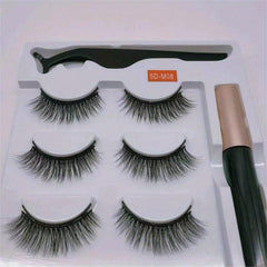 3 Pairs Magnetic Eyelash Set with Liquid Pen, Tweezers & Glue