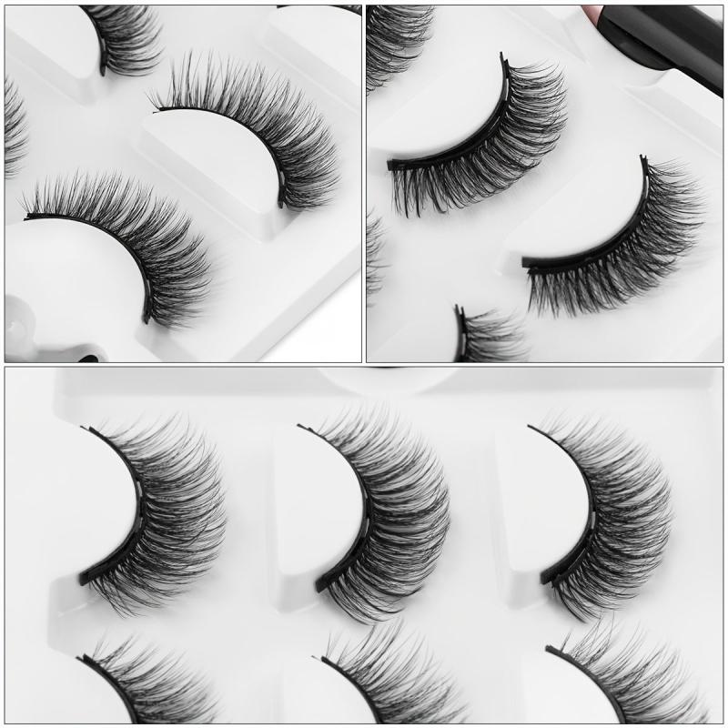 3 Pairs False Eyelashes Magnetic Liquid Eyeliner Set