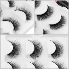 3 Pairs False Eyelashes Magnetic Liquid Eyeliner Set