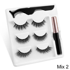 3 Pairs False Eyelashes Magnetic Liquid Eyeliner Set