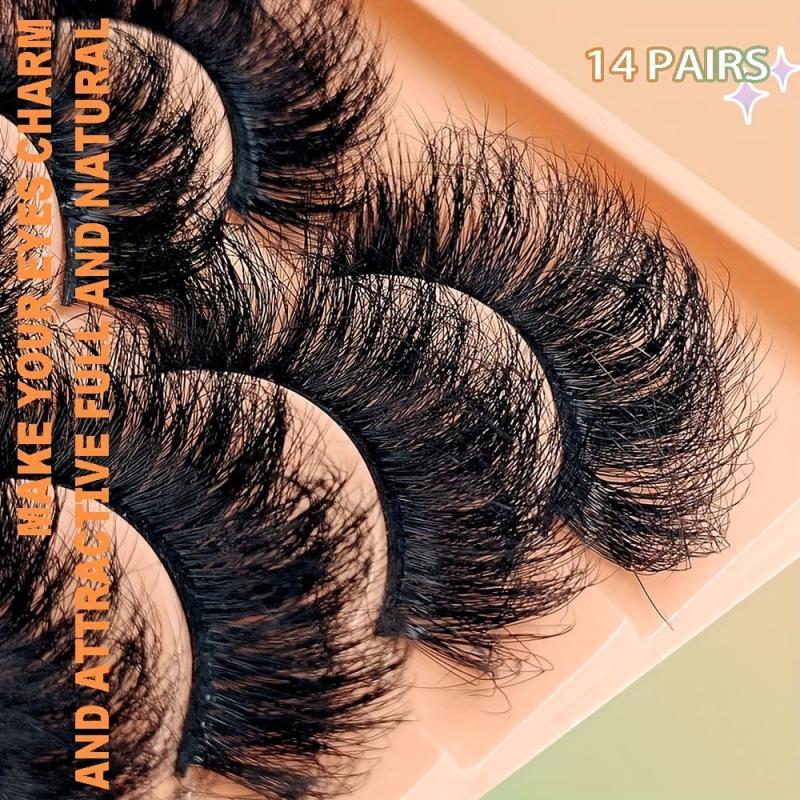 14 Pairs Faux Mink Fluffy Lashes Soft Full Thick Makeup