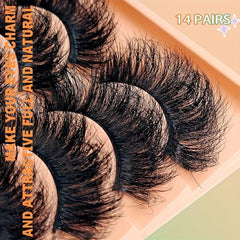14 Pairs Faux Mink Fluffy Lashes Soft Full Thick Makeup