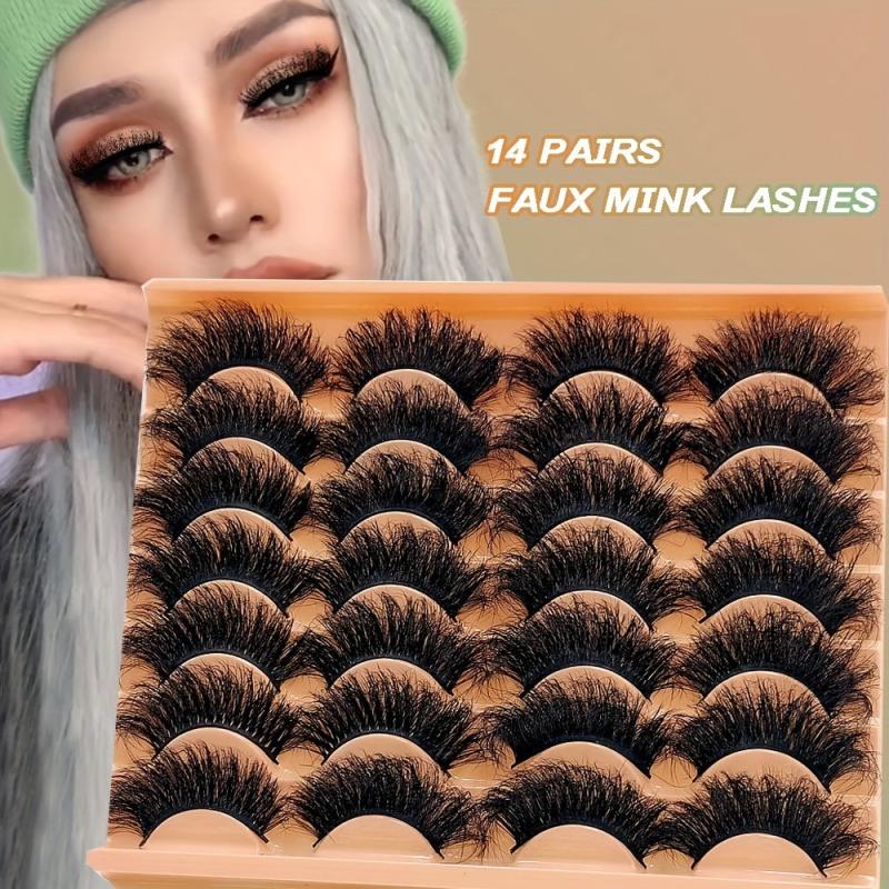 14 Pairs Faux Mink Fluffy Lashes Soft Full Thick Makeup