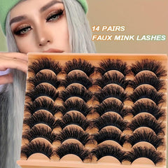 14 Pairs Faux Mink Fluffy Lashes Soft Full Thick Makeup