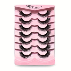 7 Pairs False Eyelashes Thick Curling 13mm Wispy False Eyelash