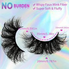 4 Pairs 20mm Long Faux Mink Volume Strip Lashes