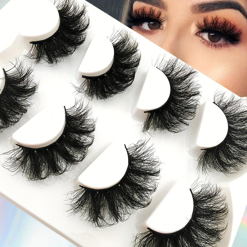 4 Pairs 20mm Long Faux Mink Volume Strip Lashes