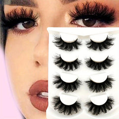 4 Pairs 20mm Long Faux Mink Volume Strip Lashes