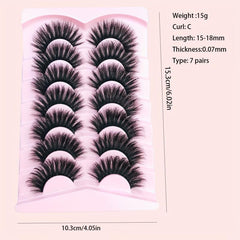7 Pairs Faux Mink Eyelashes Volume Dramatic Thick False Eyelashes