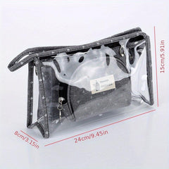 3pcs Transparent Cosmetic Bag PVC Waterproof Makeup Bag Organizer