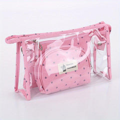 3pcs Transparent Cosmetic Bag PVC Waterproof Makeup Bag Organizer