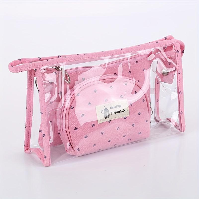 3pcs Transparent Cosmetic Bag PVC Waterproof Makeup Bag Organizer