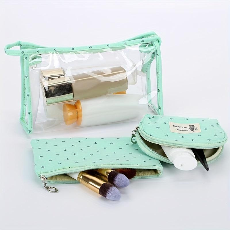 3pcs Transparent Cosmetic Bag PVC Waterproof Makeup Bag Organizer