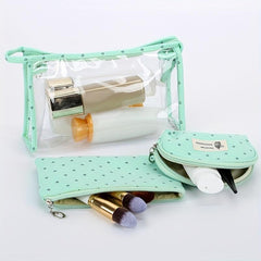 3pcs Transparent Cosmetic Bag PVC Waterproof Makeup Bag Organizer