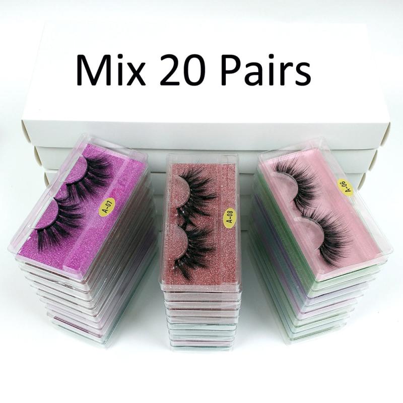 Mixed False Eyelash Set 20 Pairs 6d Mink Eyelashes Bulk