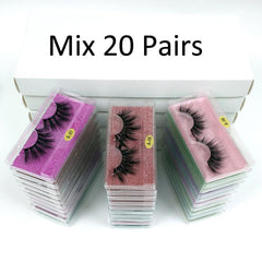 Mixed False Eyelash Set 20 Pairs 6d Mink Eyelashes Bulk