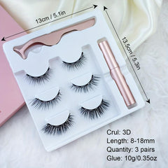 3 Pairs Magnetic Eyeliner & Magnetic Eyelashes Kit Natural Long Lasting