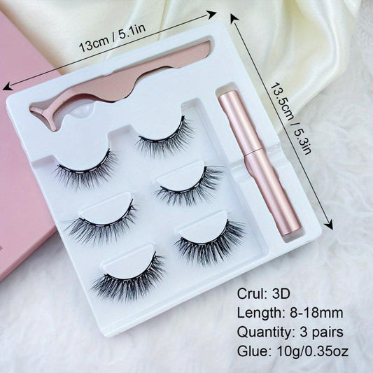 3 Pairs Magnetic Eyeliner & Magnetic Eyelashes Kit Natural Long Lasting