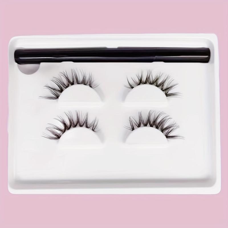 2 Pairs False Eyelashes & Eyeliner Kit Natural Volume 14mm Lashes Extension