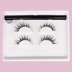 2 Pairs False Eyelashes & Eyeliner Kit Natural Volume 14mm Lashes Extension