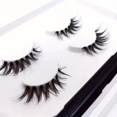 2 Pairs False Eyelashes & Eyeliner Kit Natural Volume 14mm Lashes Extension