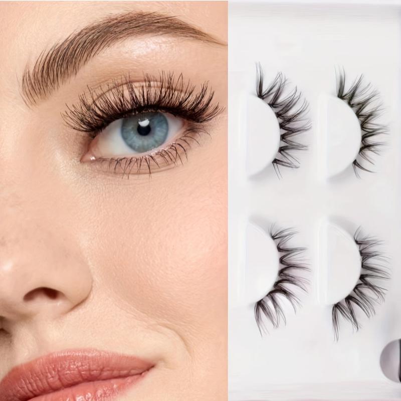 2 Pairs False Eyelashes & Eyeliner Kit Natural Volume 14mm Lashes Extension