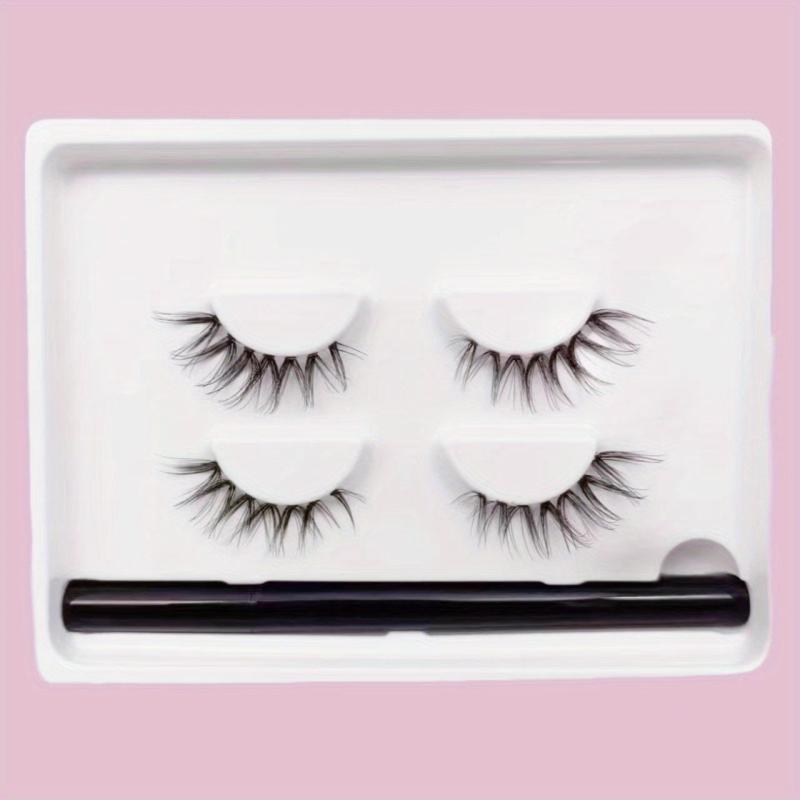 2 Pairs False Eyelashes & Eyeliner Kit Natural Volume 14mm Lashes Extension