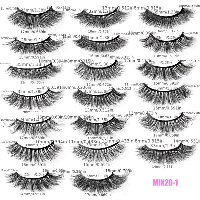 20 Pairs Faux Mink Hair False Eyelashes Daily Curling Thick Lashes