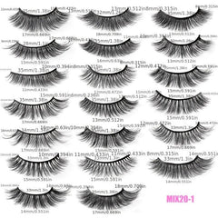 20 Pairs Faux Mink Hair False Eyelashes Daily Curling Thick Lashes