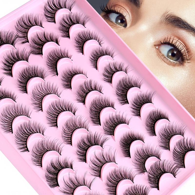20 Pairs Faux Mink Hair False Eyelashes Daily Curling Thick Lashes