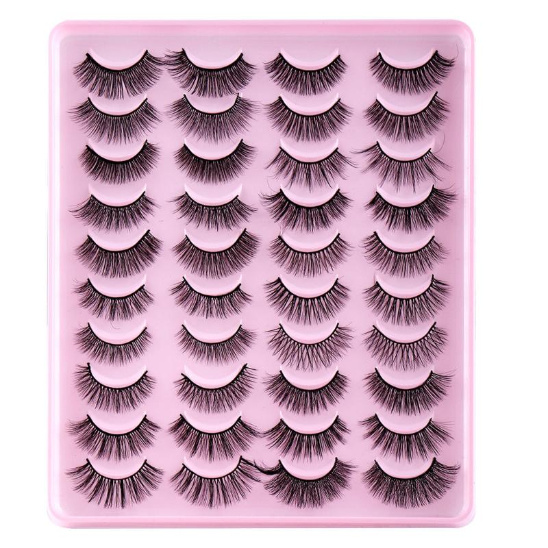20 Pairs Faux Mink Hair False Eyelashes Daily Curling Thick Lashes