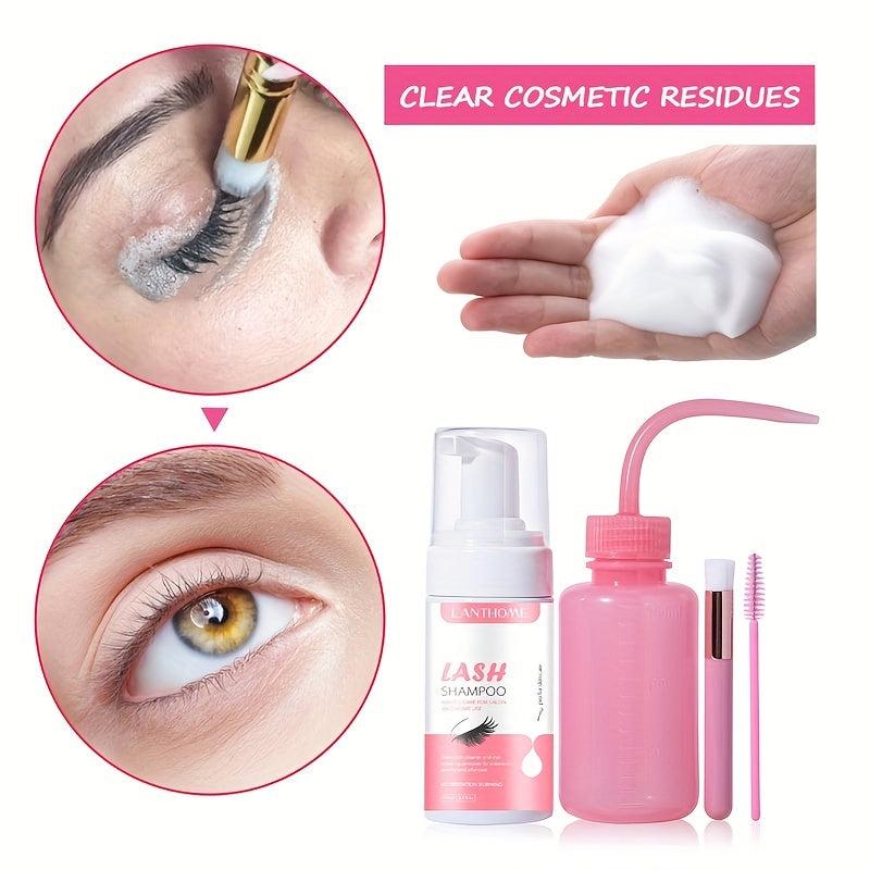 Lash Cleaning Kit 100ml Lash Shampoo & Mascara Wand & Rinse Bottle
