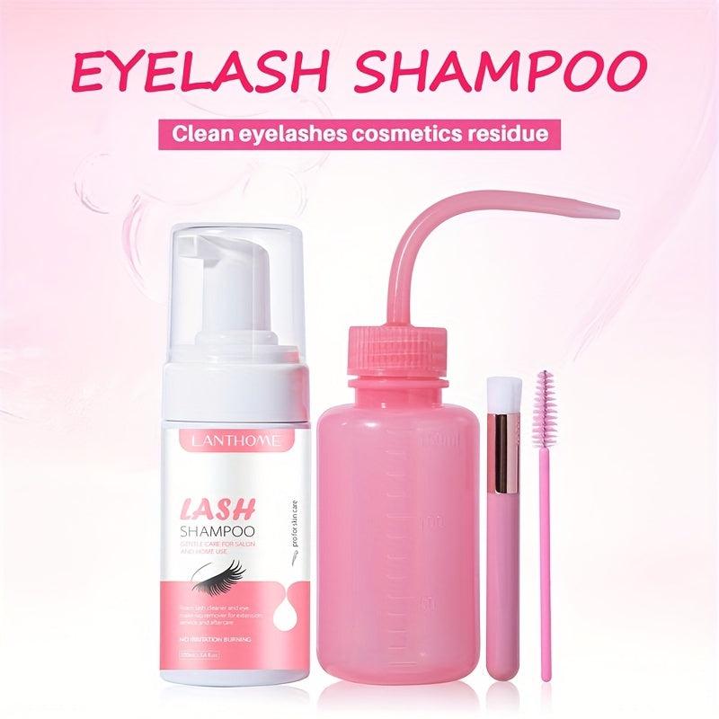 Lash Cleaning Kit 100ml Lash Shampoo & Mascara Wand & Rinse Bottle
