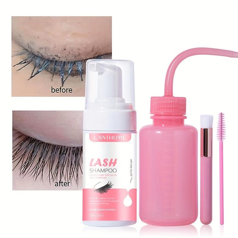 Lash Cleaning Kit 100ml Lash Shampoo & Mascara Wand & Rinse Bottle