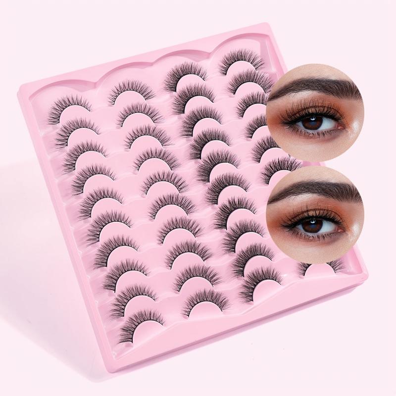 20 Pairs False Eyelashes Natural Thick Wispy Lashes Daily Dating Makeup