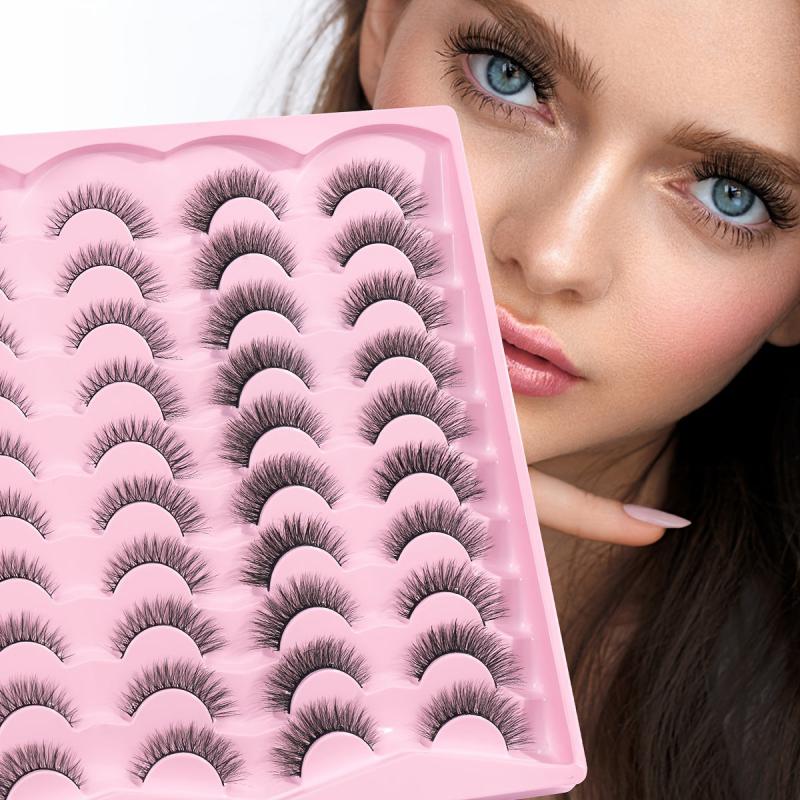 20 Pairs False Eyelashes Natural Thick Wispy Lashes Daily Dating Makeup