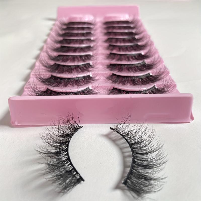 Faux Mink Hair False Eyelashes Fluffy DD Curl 10 Pairs A023