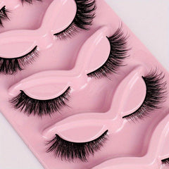 5 Pairs Fox Eye Lashes Natural Winged End Thick Eyelashes