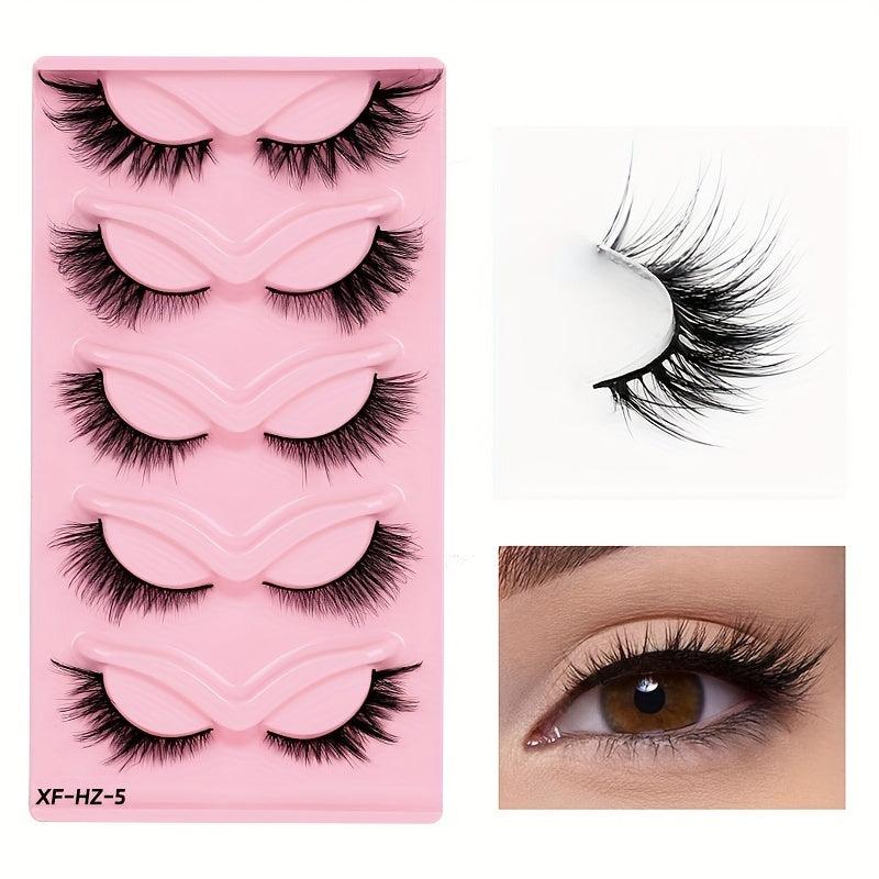 5 Pairs Fox Eye Lashes Natural Winged End Thick Eyelashes