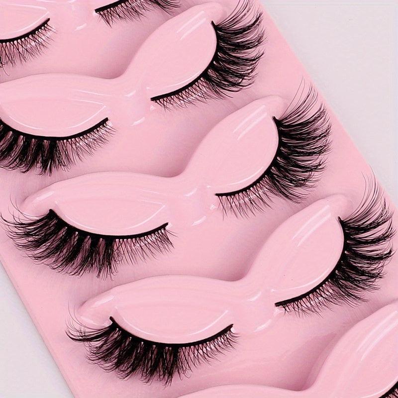 5 Pairs Fox Eye Lashes Natural Winged End Thick Eyelashes