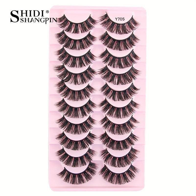 10 Pairs Natural Slender Thick False Eyelashes Extension