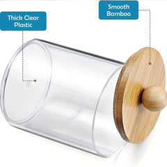 Cotton Swabs Dispenser Jars Clear Plastic Makeup Organizer Bathroom Storage