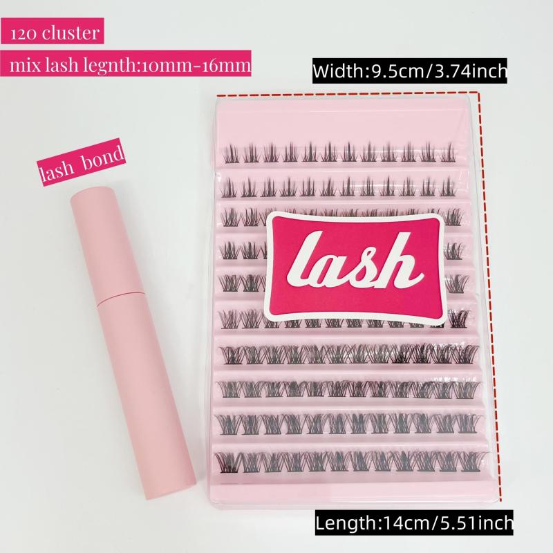 120pcs Mink Hair Fluffy False Eyelashes D Curling Wispy Lashes DIY Kit