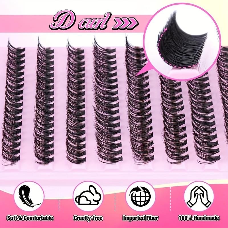 120pcs Mink Hair Fluffy False Eyelashes D Curling Wispy Lashes DIY Kit