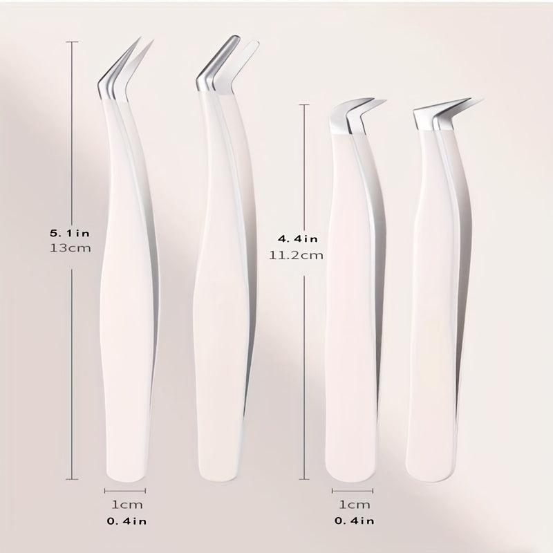 Stainless Steel Eyebrow & Eyelash Tweezers Set