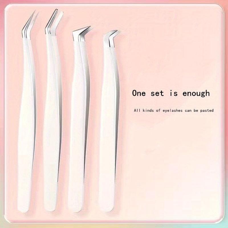 Stainless Steel Eyebrow & Eyelash Tweezers Set